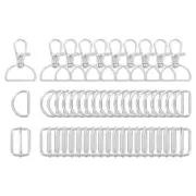 50 Pcs Keychain Clip Hook with D Rings Slide Buckles, Silver(1 Inch)