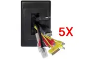 5x Wall Plate Wallplate W Brush Outlet Cover Cable Lead Management Organiser BLK