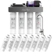SimPure WP2-400GPD UV Alkaline pH+ Reverse Osmosis System Extra 16 Water Filters