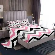 jejeloiu Wave Stripe Bed Sheet Set for Boys Girls Women Men Pink White Black ...