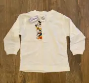 Disney Mickey Mouse Donald Duck Goofy Embroidered Shirt 24 Months NWT White