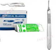 SCALPEL BLADES #15C 200PCS + HANDLE #3 SUITABLE FOR DERMAPLANING SURGICAL KNIFE