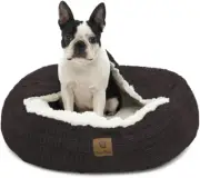 Pet Dog Bed Round-Shaped Stylish Textured Soft Comfort Cushioned Snookie Well Pa