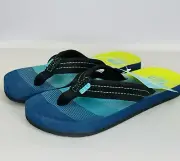 Reef Kids Ahi Aqua Flip Flops Aqua Green Stripe Size 13/1 Comfort Wide Strap NWT