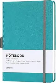 Thick Classic Notebook with Pen Loop - Lemome A5 Wide Ruled Hardcover Writing Notebook with Pocket + Page Dividers Gifts, Banded, Large, 180 Pages, 8.4 x 5.7 in