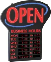 LED "Open" Lighted Business Sign, Electronic Programmable Business Hours Sign wi