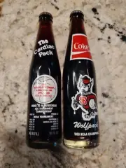 2 Vintage CoKE Bottles 1983 Wolfpack NCAA CHAMPIONSHIP BASKETBALL 10 OZ