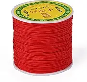 100 Yards 0.8mm Braided Nylon Crafting Thread Chinese Knotting Beading String Macrame Cord Rope for Necklace Bracelet Jewelry Craft Making, Red