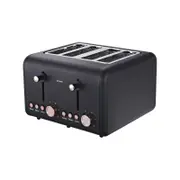 Pronti 4 Slice Toaster Rose Trim Collection - Black