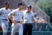 Manager Bill Virdon New York Yankees argues with an umpire at an - 1974 Photo