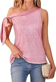 [Generic] Sequin Tops for Women - Shimmering Halter Neck with Adjustable Straps