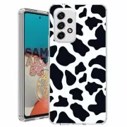 For Samsung Galaxy A23 5g A52 A53 TPU Case Cover+Glass(Cow Skin Black)
