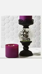 Bath & Body Works Halloween Bat/Graveyard Snow/Water Globe 3 Wick Candle Holder