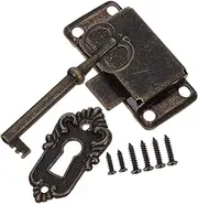 SEWACC 1Set Antique Cabinet Lock with Key Durable Furniture Lock for Jewelry Boxes and Cupboards Easy Installation with Accessories Security for Home Decor