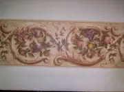 LIGHT TAN CROWN MOLDING WITH FRUIT PREPASTED WALLPAPER KITCHEN BORDER # PZ1171B