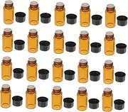 Gatuida 50pcs Glass Essential Oil Bottles with Black Caps Leak Cosmetic Liquid Containers for Travel Makeup Portable Reagent Vials for Home and Business Use