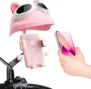Scooter Phone Holder | 360 Degree Rotatable Anti-Shake Smartphone Mount Holder - Motorbike Rearview Mirror Phone Clip with Waterproof Sun Shade Hat for Traveling Commuting
