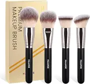 MAANGE Makeup Brush Set 4 Pcs Premium Foundation Brush Contour Concealer Power Makeup Brushes, Big Cosmetic Brushes (Black Gold)