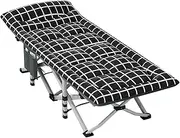 Folding Camping Cot w/Mattress for Adults Lightweight Portable Camp Cot Comfortable Tent Sleeping Cot Bed w/Pillow for Outdoor Camping Office, Home Nap