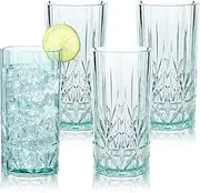 [BELLAFORTE] Shatterproof Tritan Plastic Tall Tumbler Glasses, Set of 4, 550ml - Myrtle Beach Plastic Drinking Glasses - Unbreakable Glass Tumbler for Indoor & Outdoor Use - BPA Free - Teal