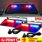 2x 16LED Red / Blue 12V Car Police Strobe Flash Light Dash Urgency Flashing Lamp