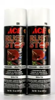 2 Ct Ace 15 Oz Rust Stop Indoor Outdoor White Flat Seal Excellent Adhesion Spray