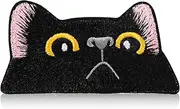 Cat Iron on Patch, Cute Decorative Cat Face Patches Badge Sew on Patch Embroidered Applique Patch for Shirts Jeans Jackets Hats DIY Crafts (Black)