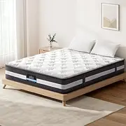 Giselle Bedding Mattress King Size Bed Mattresses Innerspring Foam 30cm Thickness, with 7-Zone Pocket Spring System and Breathable Euro Top, 5Yrs Warranty, Medium Firm, White + Grey with Vacuum Packed