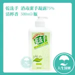 綠的GREEN 中化 乾洗手消毒潔手凝露75% 清檸香 (乙類成藥) 500ML按壓瓶 【大生醫妍】 乾洗手