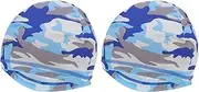[X AUTOHAUX] Cycling Hat Sweat Wicking Breathable Hard Hat Liner Milk Silk Fabric Ice Feeling Aid Light Blue 24x19cm 2 Pcs