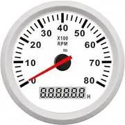 ZFGVGNMTYA 52mm Digital Tachometer Car Truck Boat Tacho Gauge with Hourmeter for Diesel,Gasoline Engine 12 V 24 V with Red Backlight Car Tachometer(R)