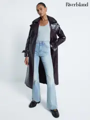 River Island Light Blue 2 High Rise Tummy Hold Flare Jeans (AM3019) | $122