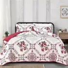 Red Floral Bedspread Coverlet Set-Quilted Bedspread Sets (3Pcs)