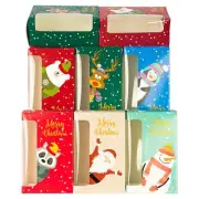 Christmas Cookie Boxes, 24 Pcs Small Christmas Party Boxes with 6 Different D...