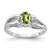 Solid 14k White Gold 6x4mm Oval Simulated Peridot A CZ Ring