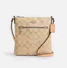 Coach Khaki/Faded Blush Mini Rowan Signature Canvas & Leather File Bag- CS182