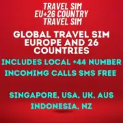 Travel Sim 30 day prepaid Europe Sim card, EU +26 countries 10GB data included.