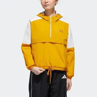 【adidas 愛迪達】Urban Anorak 女 連帽外套 運動 訓練 休閒 穿搭 亞洲版 黃 白(GM1470)