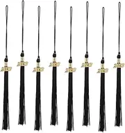 BIUDECO 8 Pcs 2023 Doctor Hat Tassel Graduation Tassel Photo Charm Grad Cap Headband Insert Gold Graduation Party Hat Caps Grad Key Shape Your Decorations Decorations Fringe Metal Black