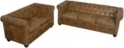 Generic Chesterfield 2-Seater and 3-Seater Sofa Set Brown,274322