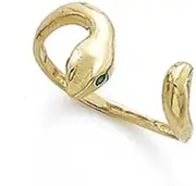 [JewelryWeb] Solid 14ct Yellow Gold Enamel Eyes Snake Adjustable toe ring