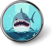 [FZMVSQH] Cartoon Shark Floating in Water Printed Round Button Pin Badges Metal Pinback Buttons 1 Inch Pins for Hat Shirt Clothing Bags Decoration, Circular, Aluminum, Circular, Aluminum