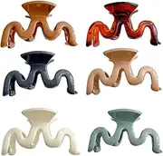 Beaupretty 6pcs Large Wavy Hair Claw Clips for Women Durable Hair Clamp Clip Lake Milk and Leaf Colors