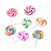 4 Lollipop Charms Cute Polymer Clay Assorted Colors - E403