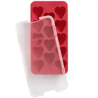 在飛比找momo購物網優惠-【LEKUE】14格附蓋愛心製冰盒 胭紅(冰塊盒 冰塊模 冰