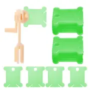 100pcs Plastic Embroidery Floss Bobbin with Bobbin Winder, Green