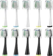 Replacement Brush Heads for AquaSonic Duo Series & Home Dental Center Sonic Electric Toothbrush | 10 Count with Travel Covers | Black and White