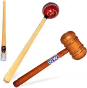Cricket World 3 Item Pack Set Combo Cricket Bat Care Prepare Knocking Set Inc...