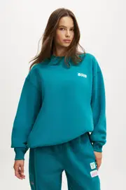 [Body] Body - Plush Graphic Crew Sweatshirt - Jewel teal/bwc interlaced L JEWEL TEAL/BWC INTERLACED