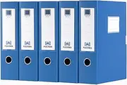 POERMA 5 Pack Box Files, Navy Blue Folding Plastic Filing Boxes 75mm Spine Foolscap Fits A4, Large Capacity Plastic Archive Boxes with Lid for Office、Homes and School